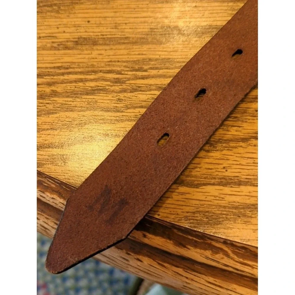 Vintage Leather Ammo Belt Hunting Scene‎ Birds Rabbit Turkey Cowhide Size Medium